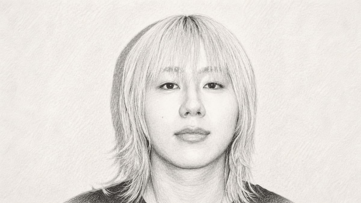 밝은 머리의 젊은 남성이 정면을 바라보는 얼굴