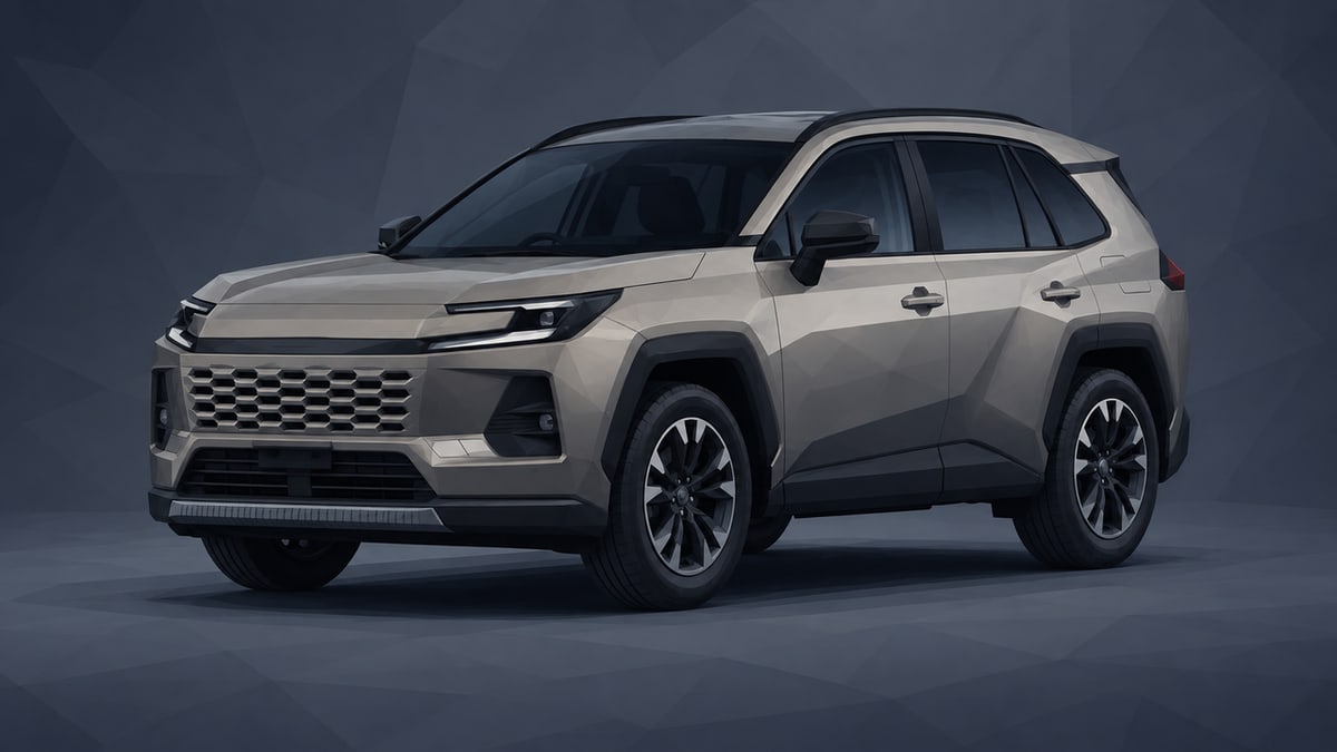 검은 지붕과 은회색 차체를 갖춘 RAV4의 앞쪽과 측면